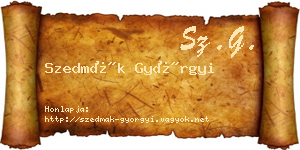 Szedmák Györgyi névjegykártya